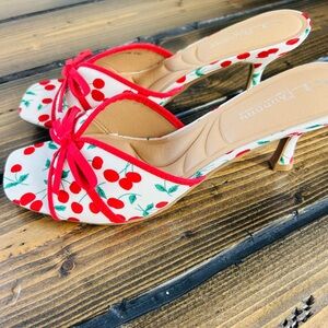 Chinese Laundry Red Cherry Print Heels